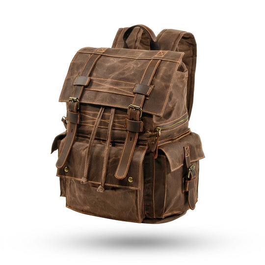Beeswax Canvas Leather Backpack