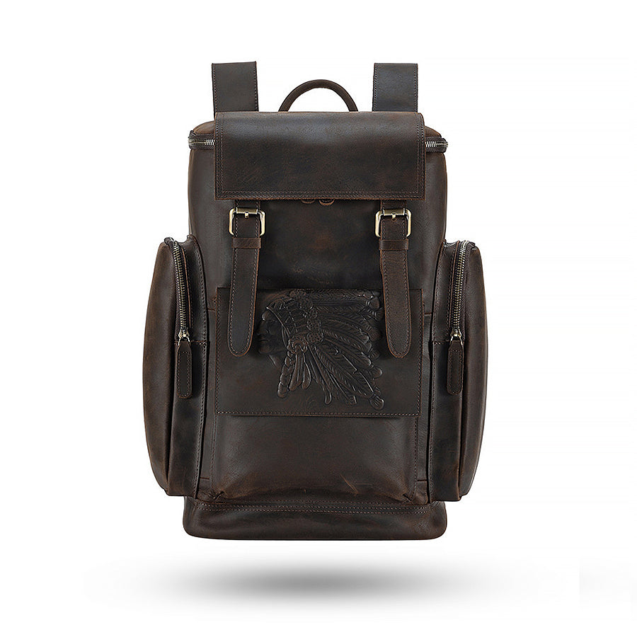 Retro Leather Backpack Large-capacity
